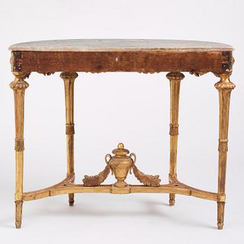 A Gustavian giltwood and marble console table, Stockholm, late 18th century.