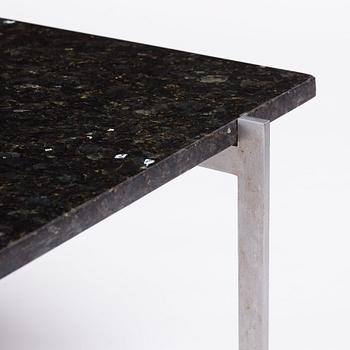 Poul Kjaerholm, a 'PK61' labradorite/larvikit stone top sofa table, edition E Kold Christensen, Denmark, early 1960s.