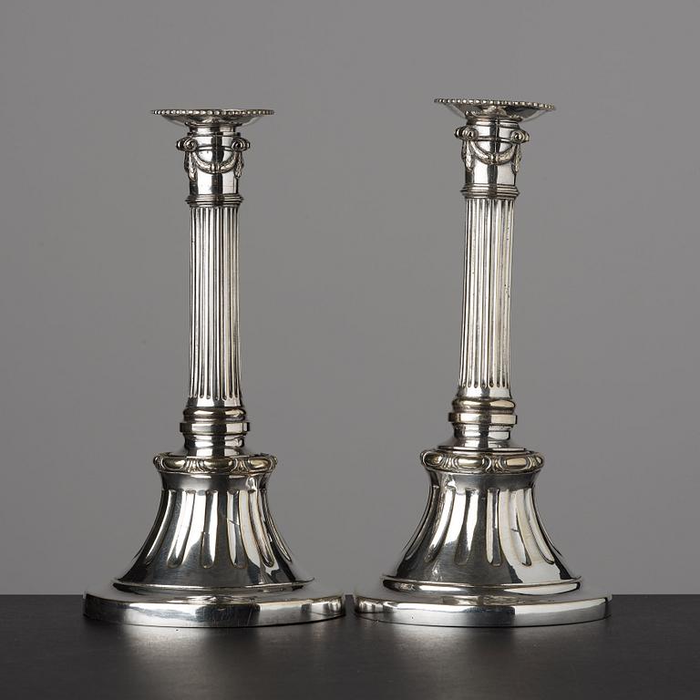 A matched pair of Gustavian late 18th century candlesticks.