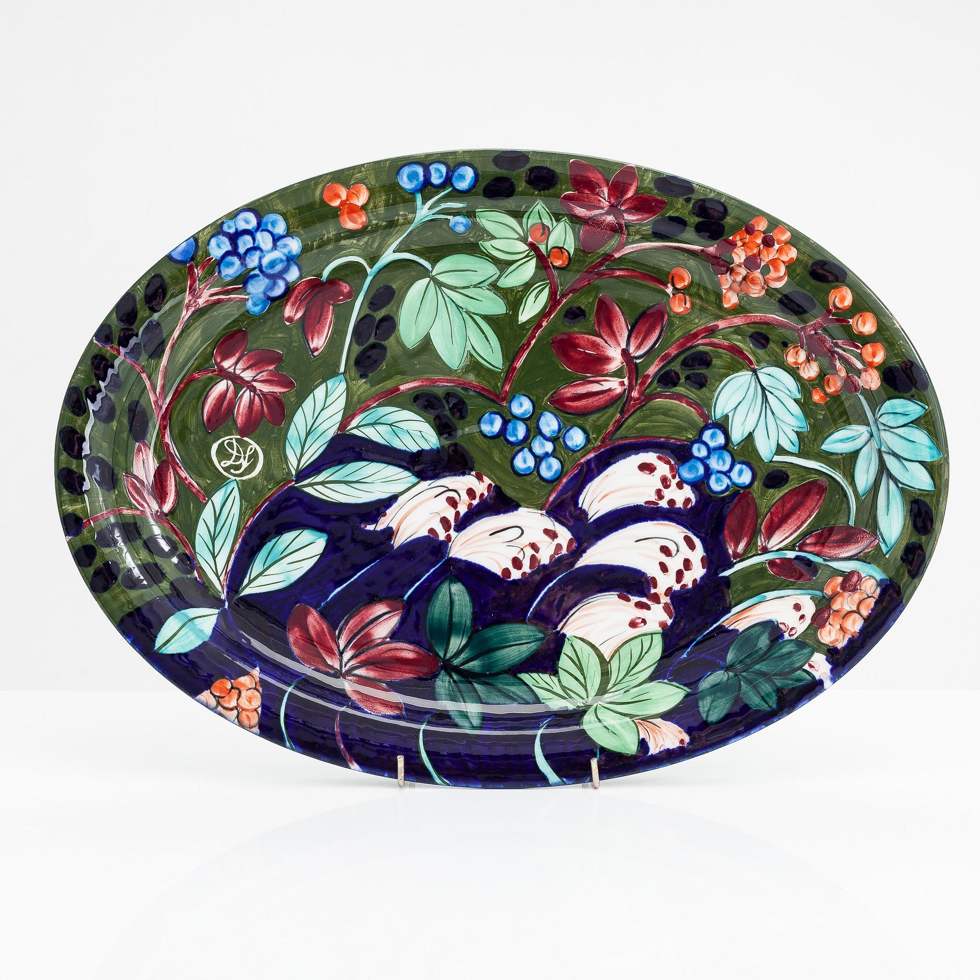 Dorrit von Fieandt, a porcelain bird tureen and a serving dish, monogram signed. Arabia, Finland 1980s.
