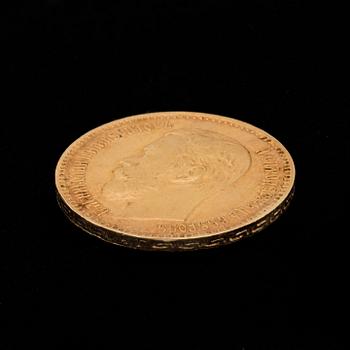 A 5 Rubel gold coin, Nikolaj II Russia 1898. Weight ca 4,3 grams.