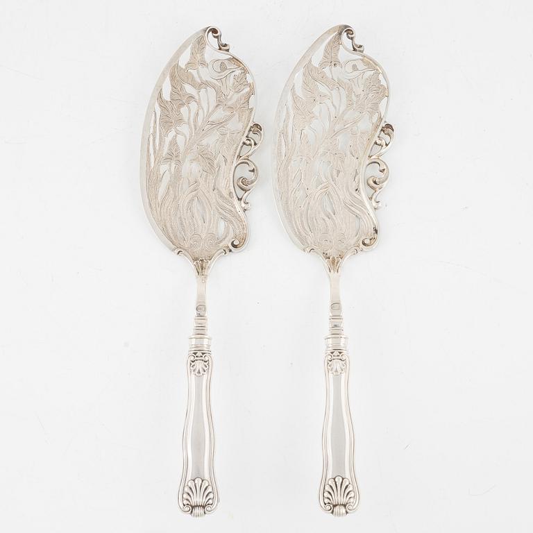 A pair of Swedish Silver Fish Servers, mark of G Möllenborg, Stockholm 1858.