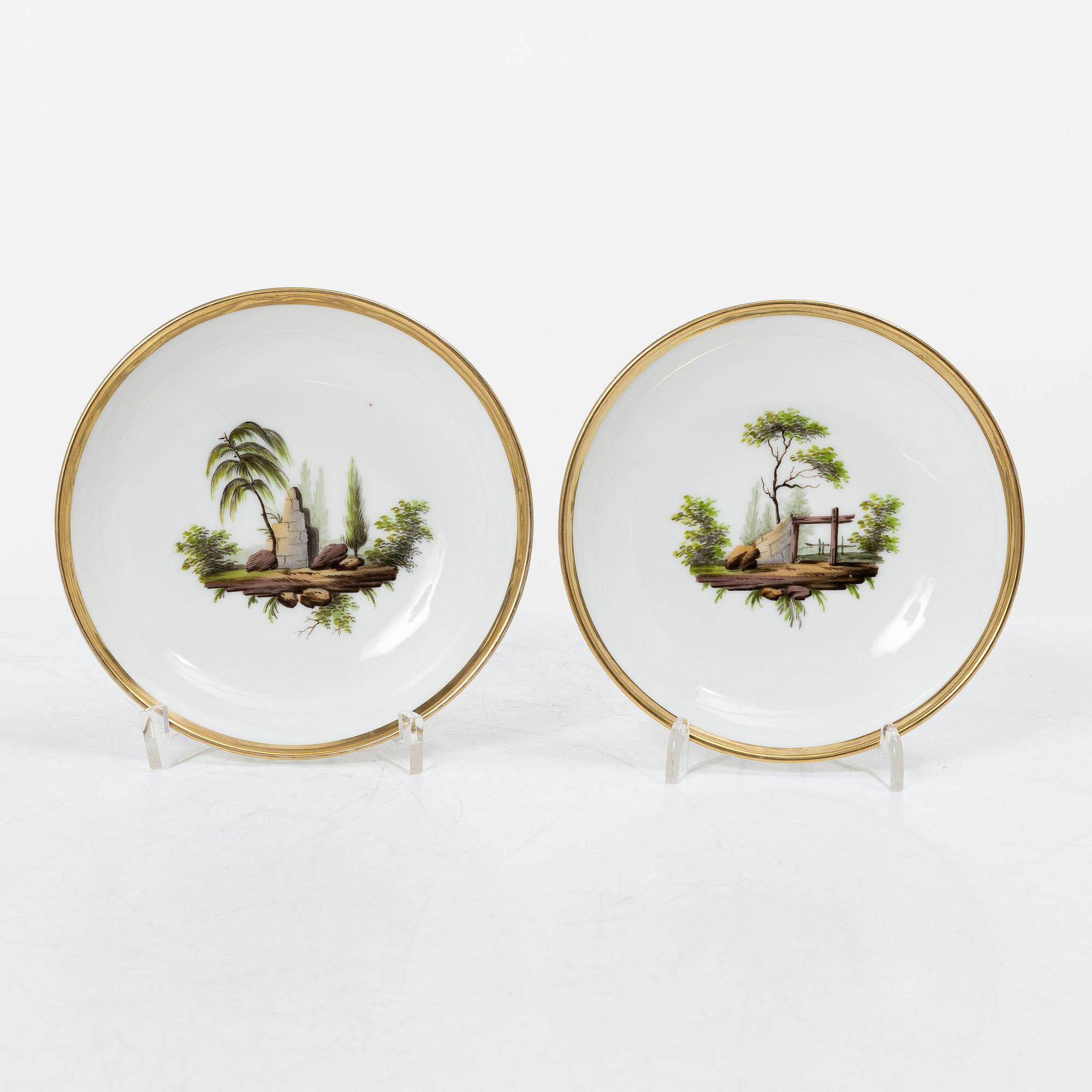 Service pieces, 12 pcs, porcelain, Empire, first half of the 19th century.