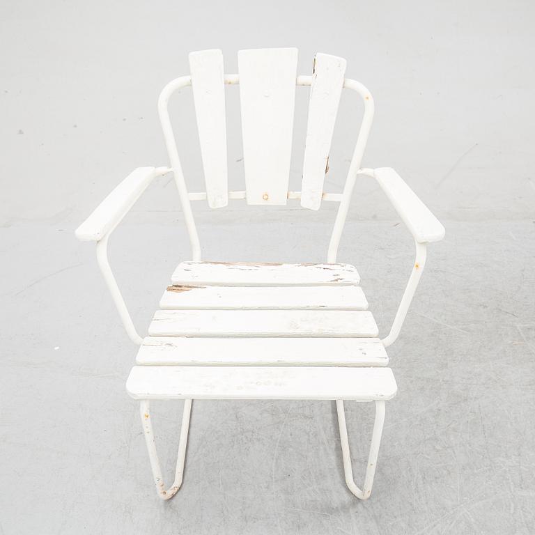Trädsgårdsmöbler, stolar "P1", och bord 8/100, AB Trädgårdsmöbler Osby, 1960-tal.