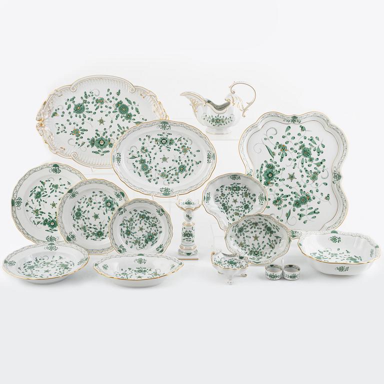 A 69-piece porcelain dinner service,  "Indische Malerei Grün", Meissen, Germany.