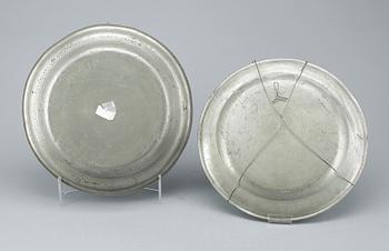 FAT, 2 st, tenn, otydliga mästarstämplar, 1800-tal.