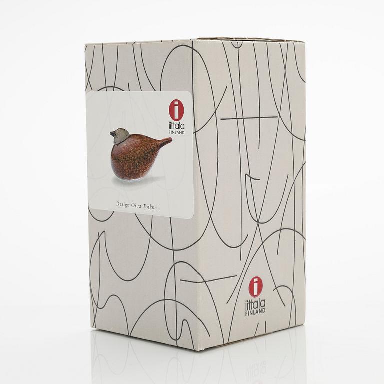 Oiva Toikka, A glass bird, 'Rosy Finch' signed O. Toikka Nuutajärvi.