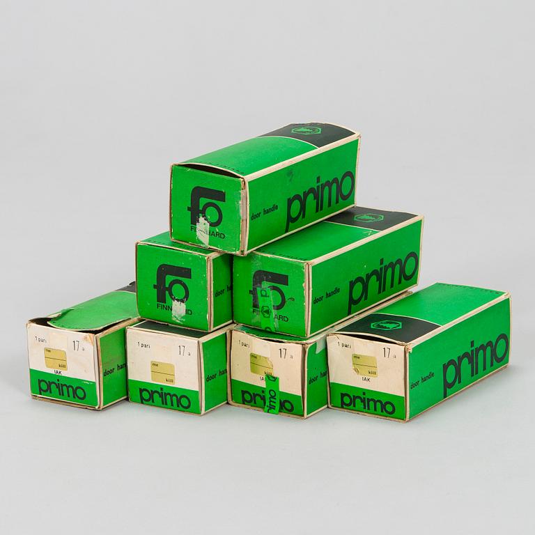 Timo Sarpaneva, seven pairs of 'Vaippa' door handles, manufacturer Primo 1960s.