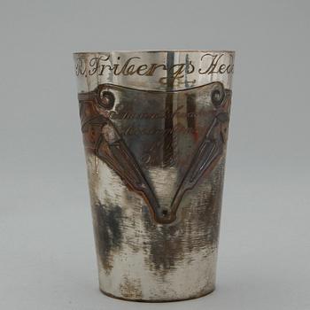 PARTI SKÅLAR OCH BÄGARE, 13 delar, silver, bland annat CG Hallberg, Stockholm, 1933. Vikt ca 1737g.