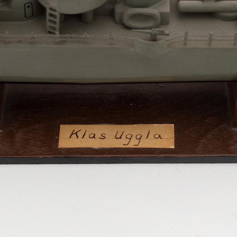 A Swedish ship model 'HMS Klas Uggla', 1950s.