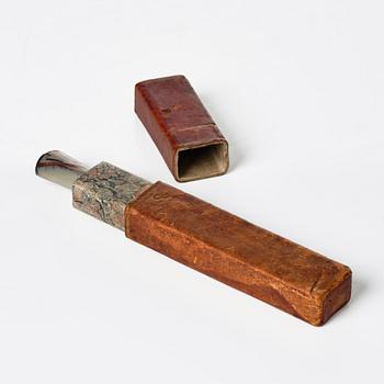 A presumably German baroque agate and silver-moutned letter opener, early 18th century.