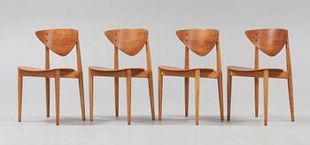 A set of four Peter Hvidt and Orla Mølgaard Nielsen teak dining chairs, Bodafors, Sweden 1962.