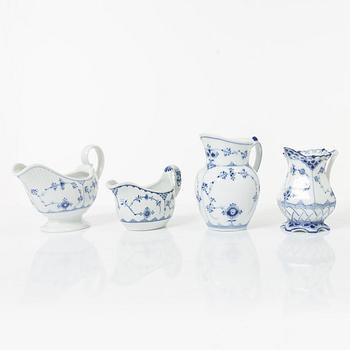 Royal Copenhagen, dinner and coffee service, 81 pcs, Blue Fluted, Full and Half Lace.