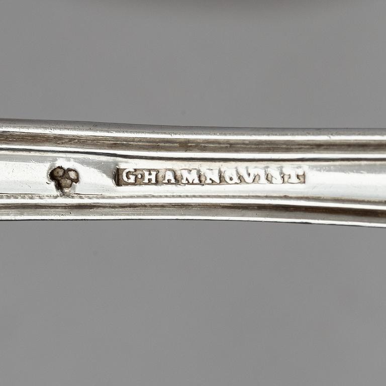 A Swedish late 18th/early 19th century silver cutlery set, 60 pieces, and a mahogany box.