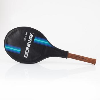 Tennis racket, Signed by Björn Borg. Donnay, specially customized oversized mid 15 wood racket..
