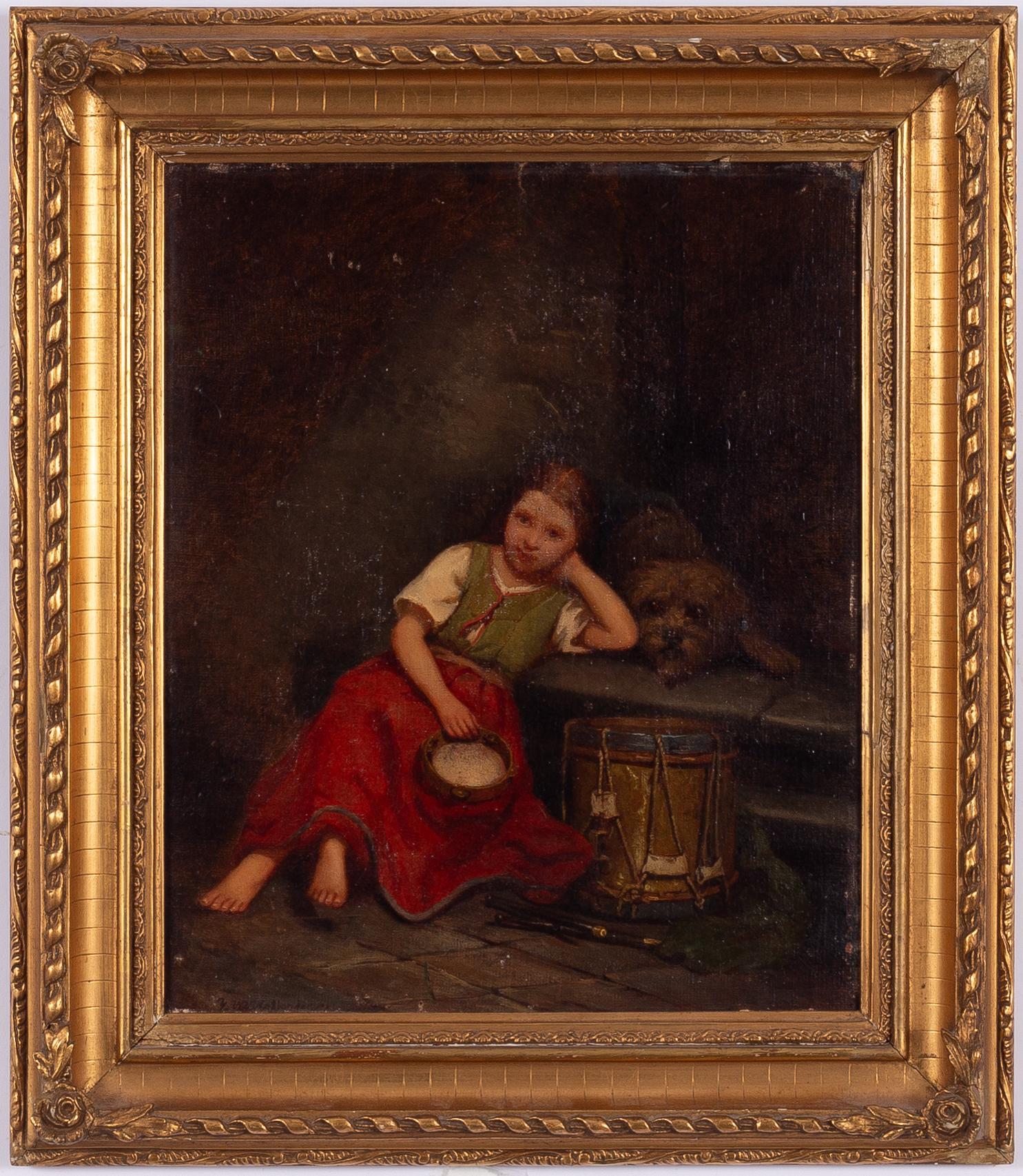 Josef Wilhelm Wallander, Girl with a dog and a drum.