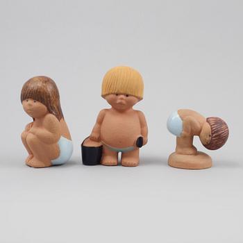 FIGURINER, 3 st, stengods, Lisa Larson, Gustavsberg, sent 1900-tal.