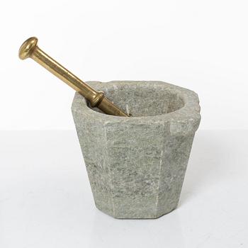 A Swedish 'Kolmård' marble mortar, late 18th century.