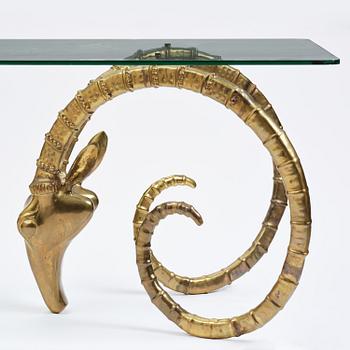 Alain Chervet, a brass and glass 'Ibex' dining table, France, 1970's.