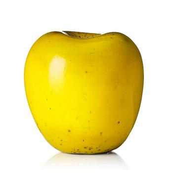 108. Hans Hedberg, a yellow glazed faience sculpture of an apple, Biot, France.