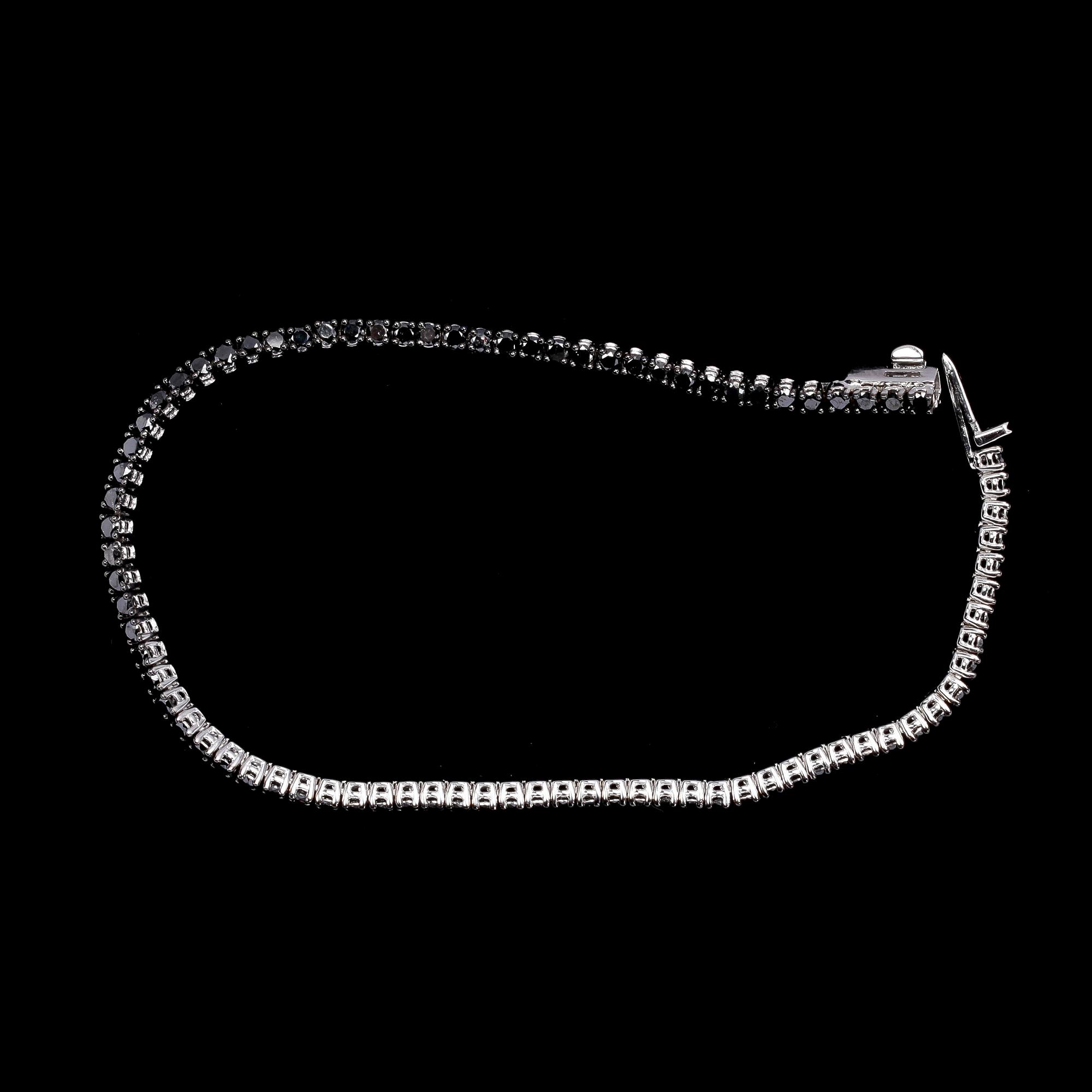 BRACELET, black brilliant cut diamonds, tot. 2.94 cts.