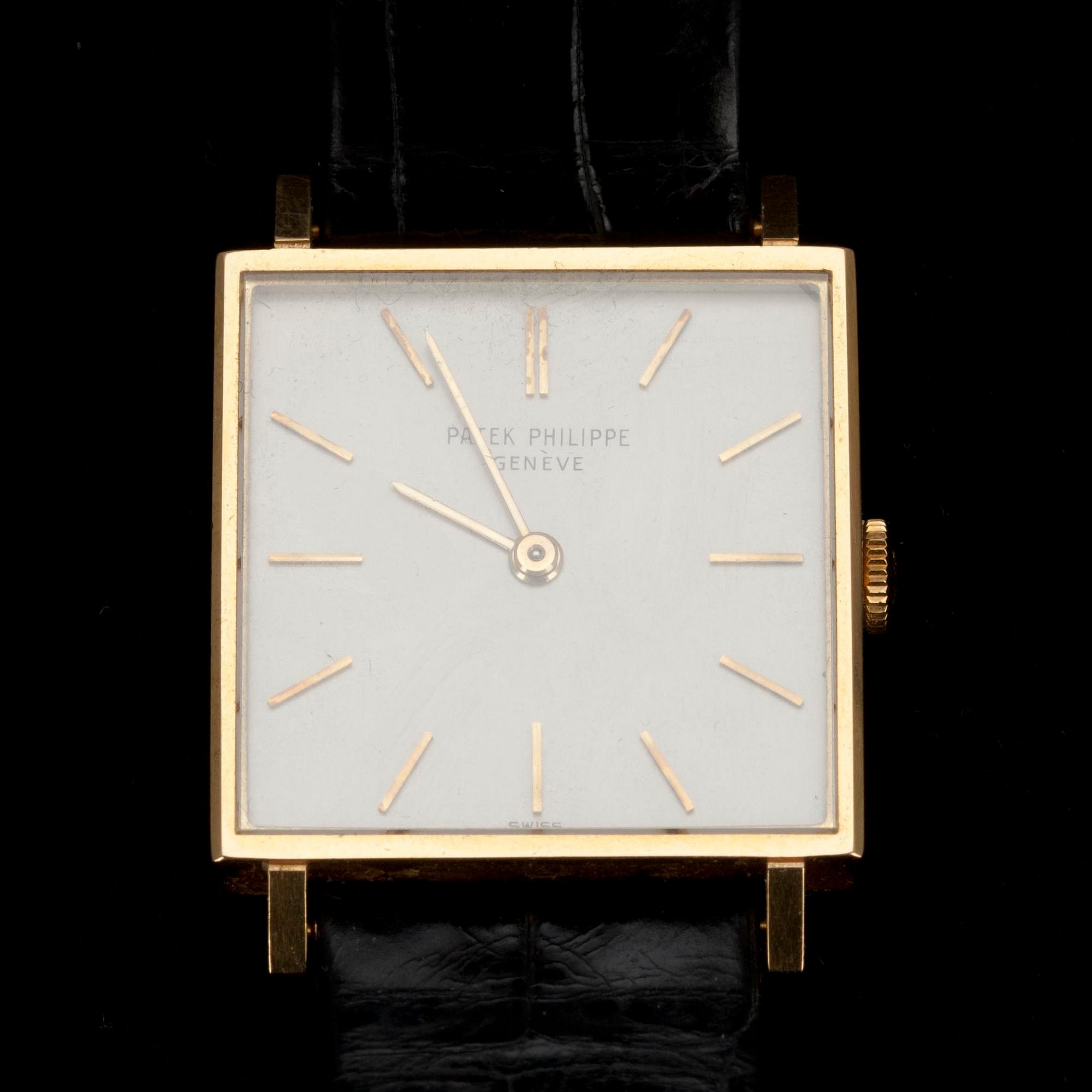 ARMBANDSUR, herr. Patek Philippe ref.3430. 18K guld. Original Patek Philippe armlänk och ursprungligt etui. 1960-tal.