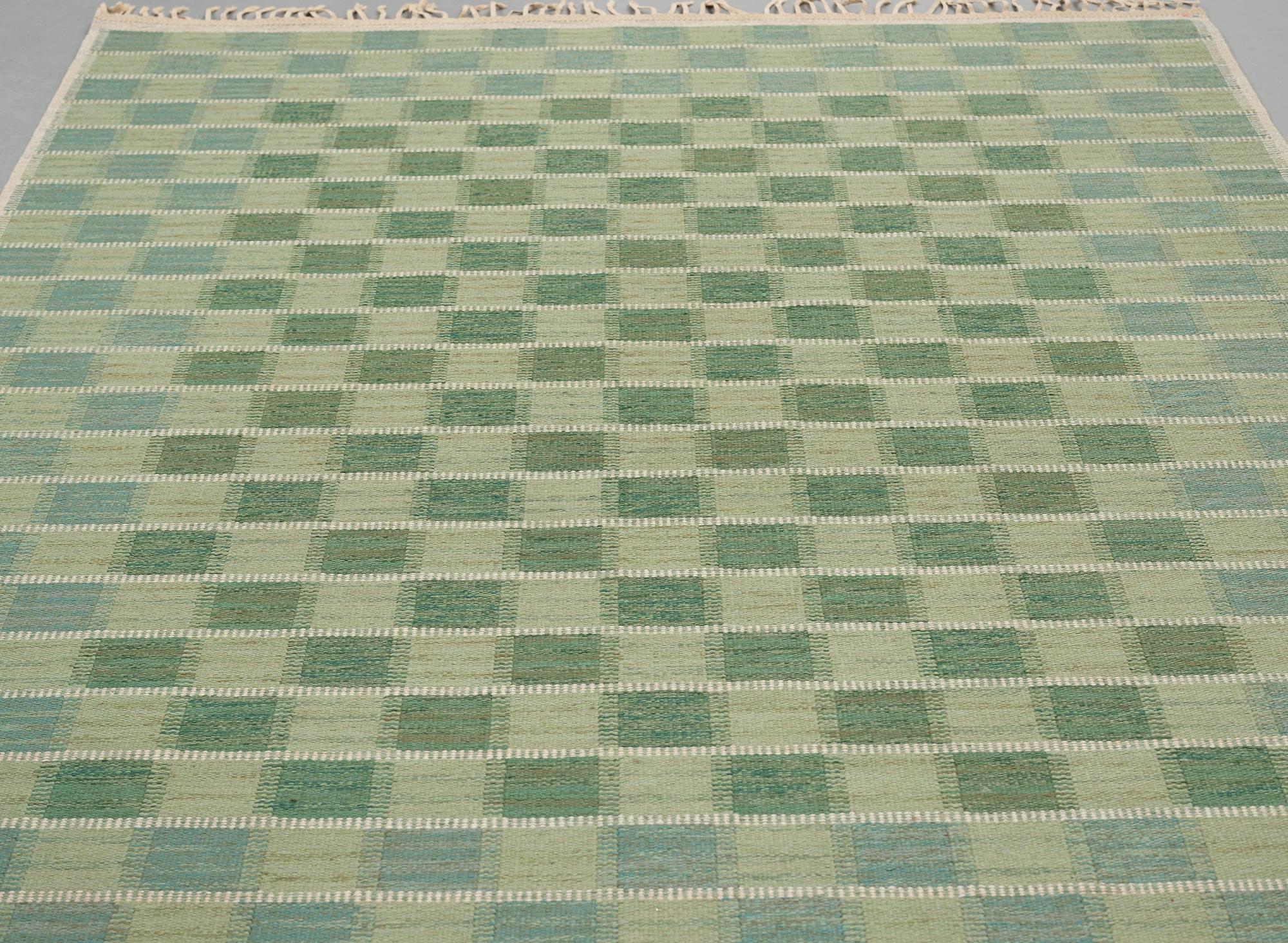 Barbro Nilsson, MATTA, "Schackrutan grön",  rölakan, ca 267 x 206,5 cm, signerad AB MMF BN.