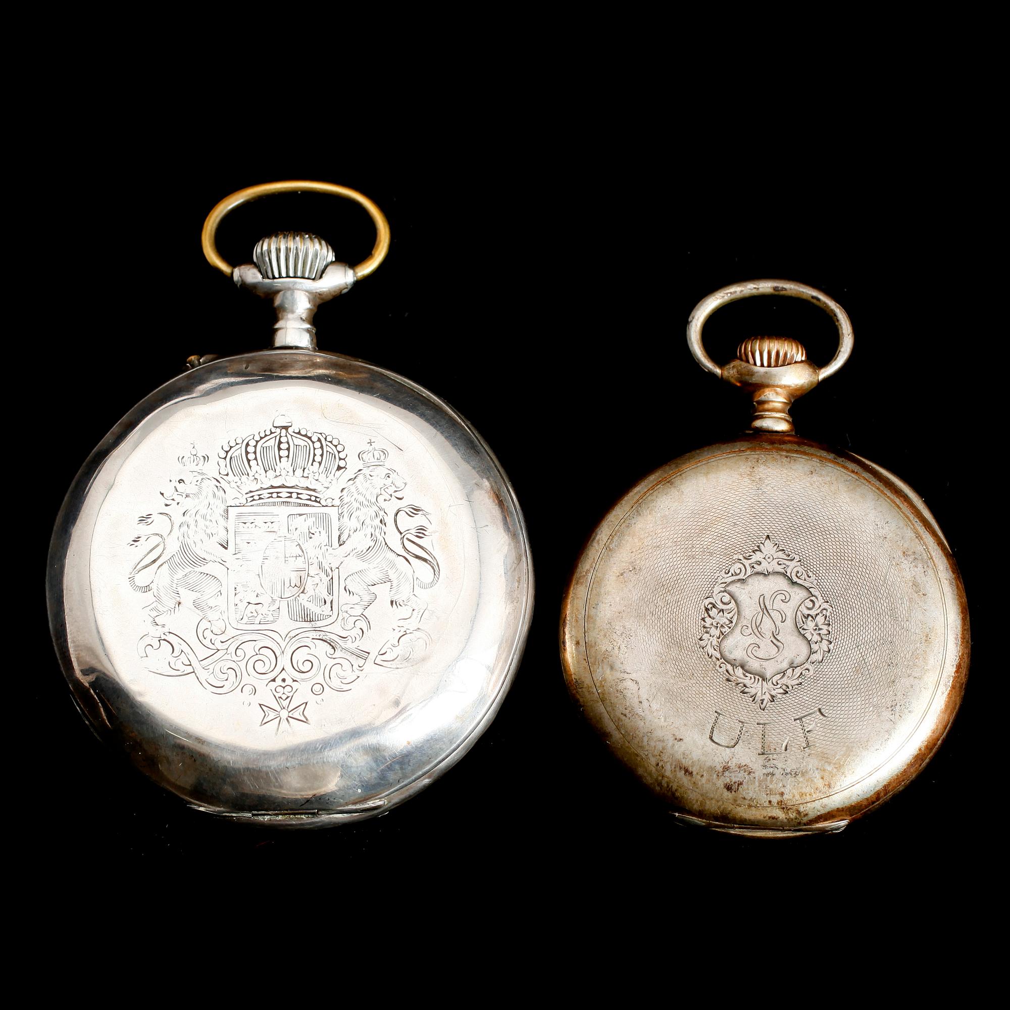 FICKUR, 2 st, silver, tidigt 1900-tal.