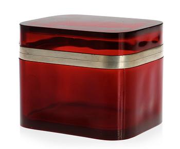 470. A Josef Frank red glass and pewter box by Svenskt Tenn.