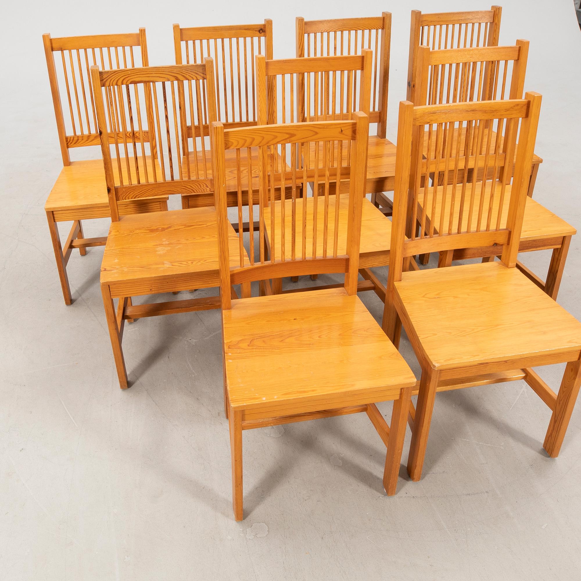 Table and chairs, 10 pieces, 1970s.