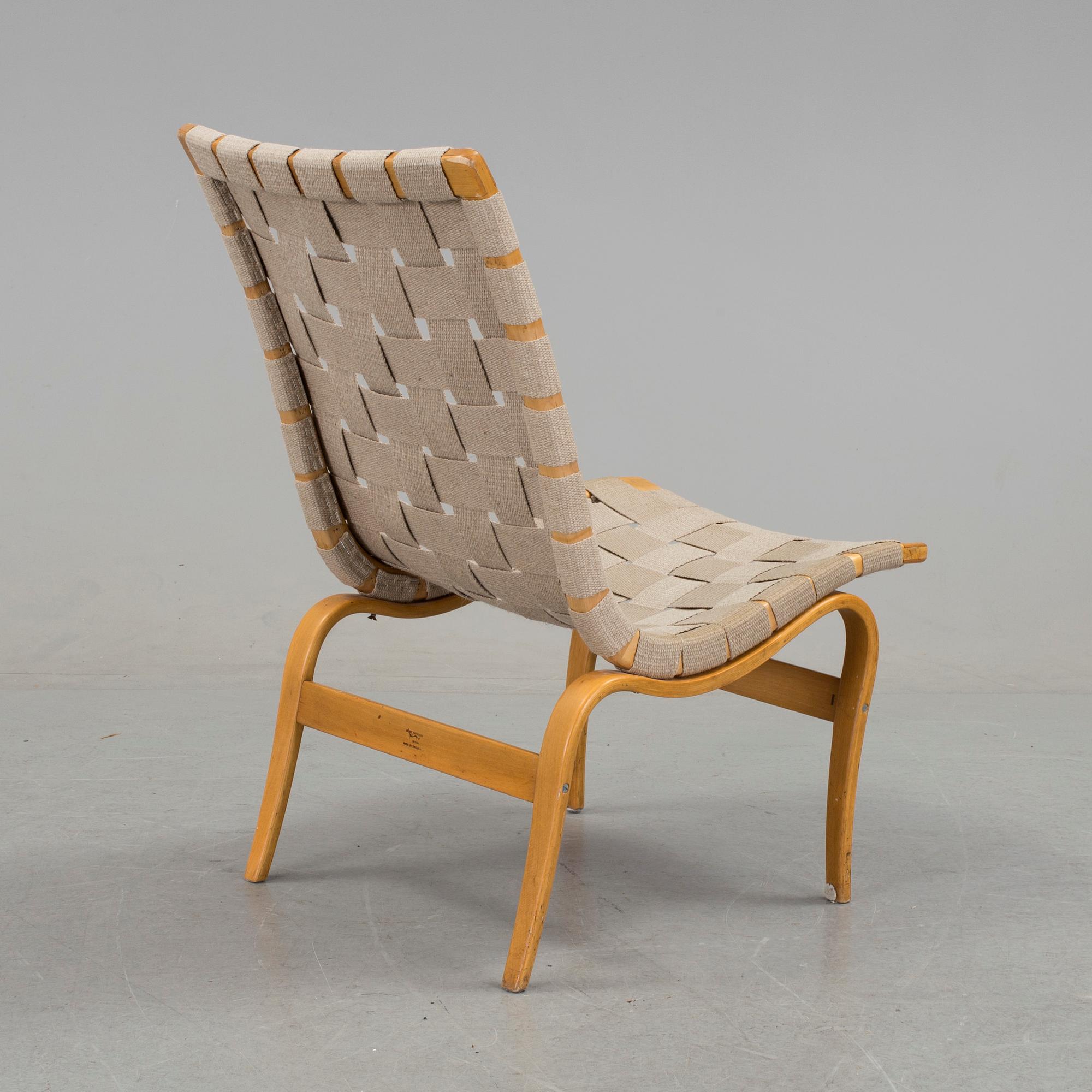 BRUNO MATHSSON, fåtölj, "Arbetsstol no 41", Firma Karl Mathsson, daterad 1960.