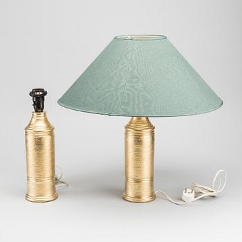A PAIR OF TABLE LAMPS, stone ware. Bitossi Italy, Bergboms Sweden.