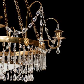 A late Gustavian around year 1800 6-light chandelier.