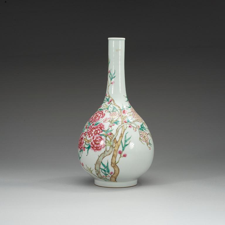 A Chinese famille rose vase, 20th Century with Yongzheng six character mark.