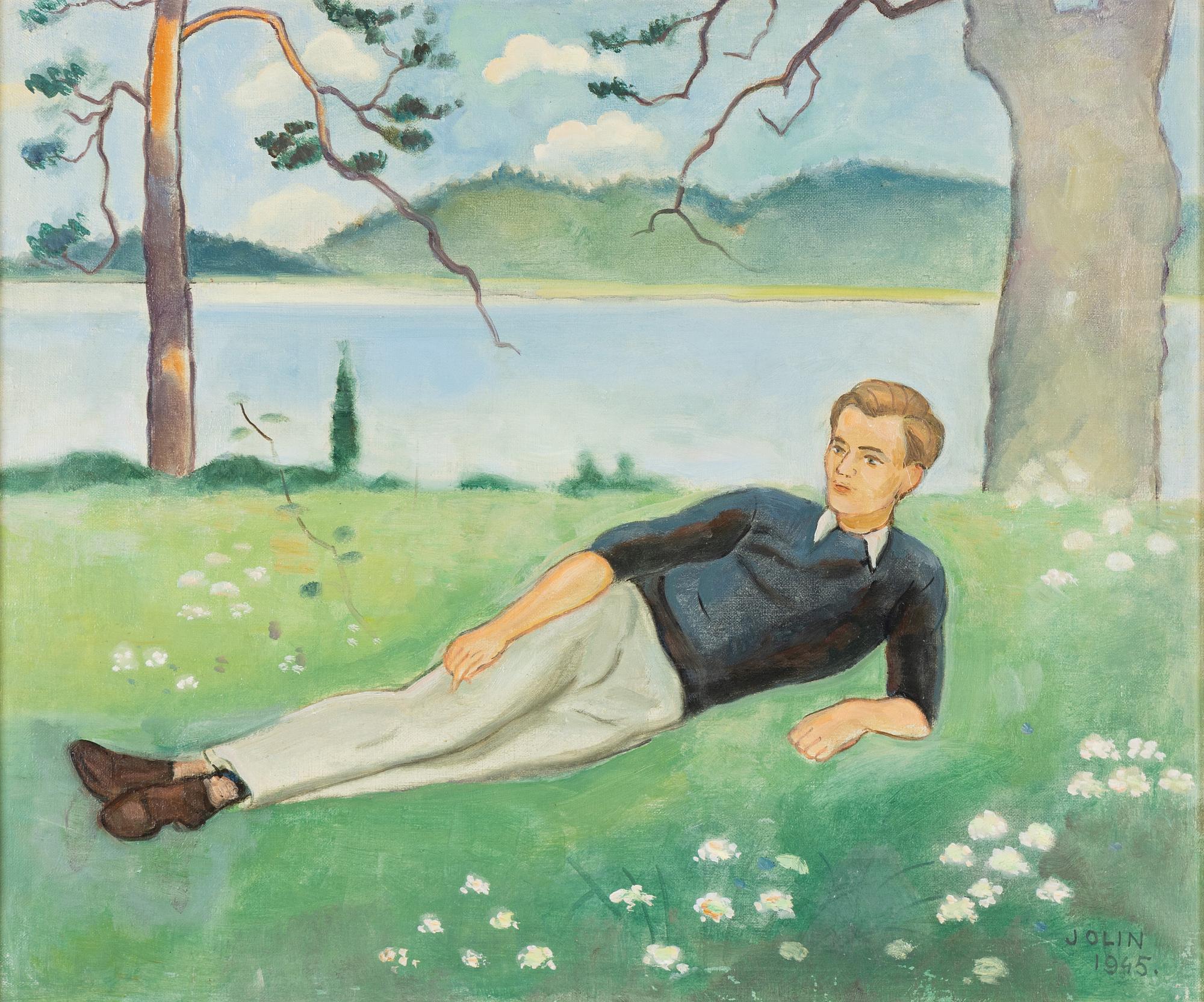 Einar Jolin, olja på duk, signerad Jolin och daterad 1945.