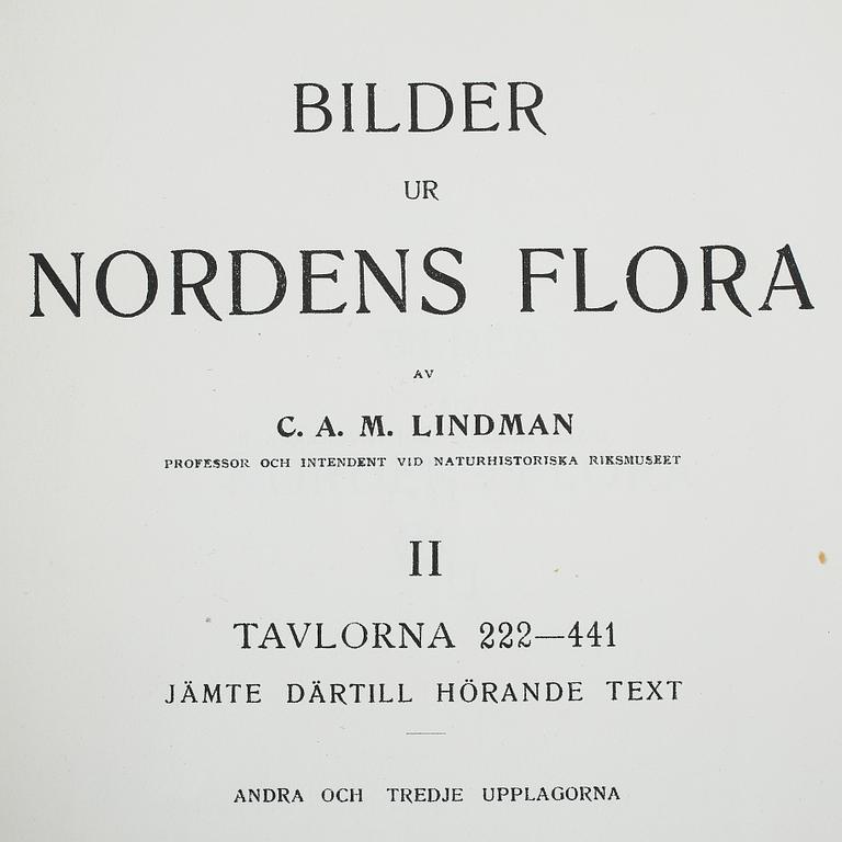 C.A.M. LINDMAN, Bilder ur nordens flora, 2 textdelar, ca 700 bilder i lösblad.