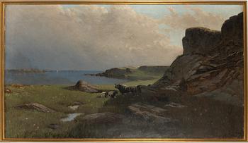 Wilhelm Dahlbom, Archipelago View with Resting Cows.