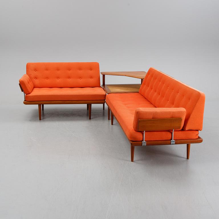 Peter Hvidt & Orla Mølgaard Nielsen, hörnsoffa med bord, 3 delar, "Minerva", France & Son, Danmark, 1950/60-tal.