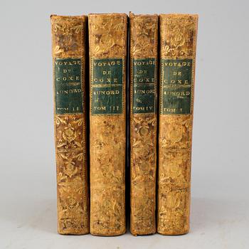A set of 4 book, William Coxe: Voyage en Pologne, Russie, Suède, Dannemarc,  1-4 vol.   Buisson, Genève, Buisson, 1786.