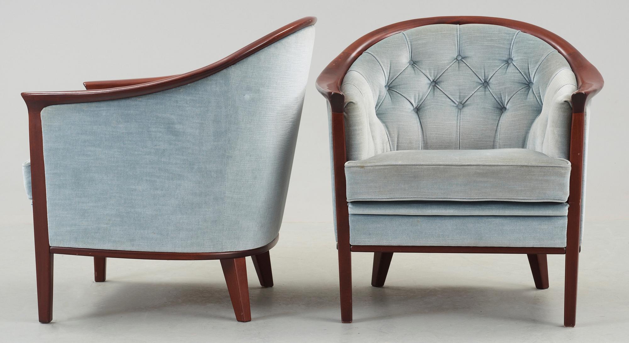 FÅTÖLJER, ett par. Bröderna Andersson, Ekenässjön, 1900-talets andra hälft.