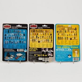 STAR WARS, 6 stycken figurer i originalförpackning, Kenner 1980-tal.