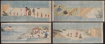 942. A set of four Japanese paintings by anonymous artist, Japan, 19th Century.