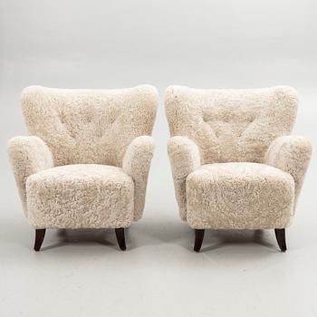 Ilmari Lappalainen, Armchairs, a pair, "Laila", Asko, Finland, 1940s/50s.