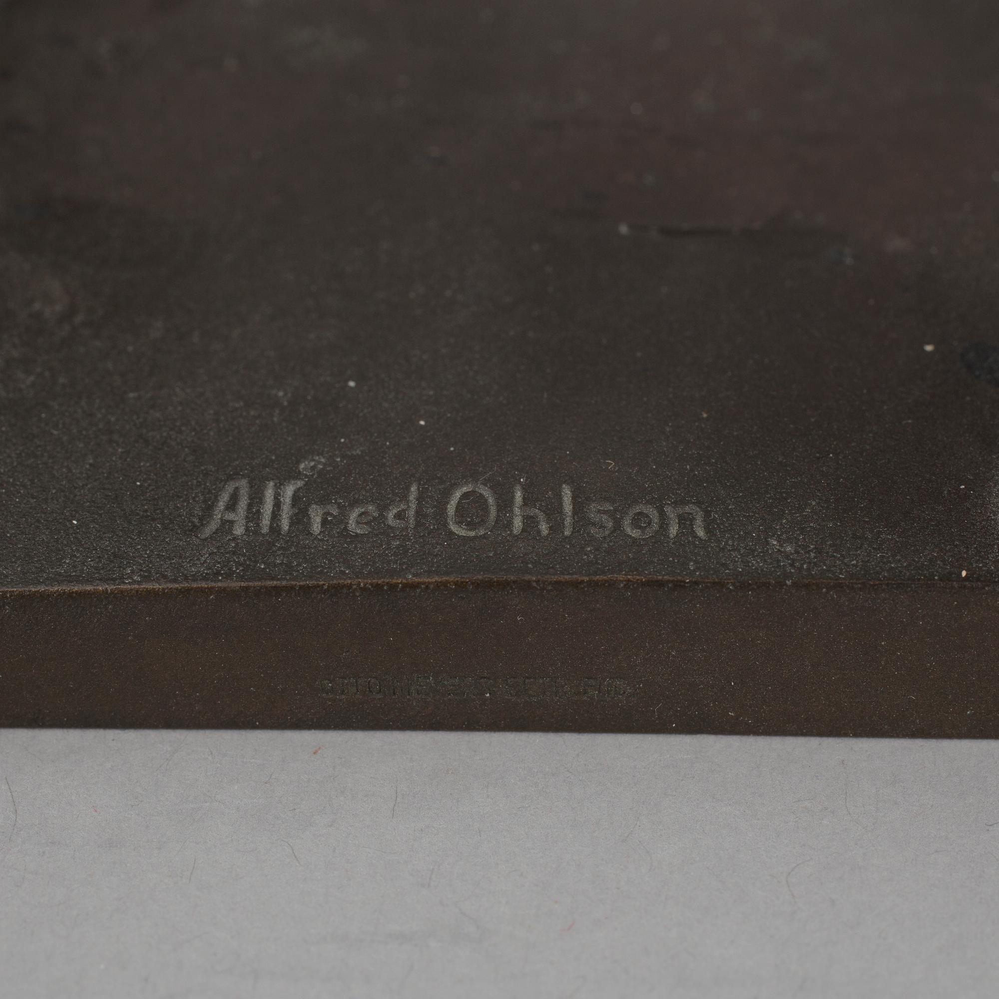 ALFRED OHLSON, skulptur, brons, signerad, gjutarmärkt Otto Meyers Eftr. Fud.