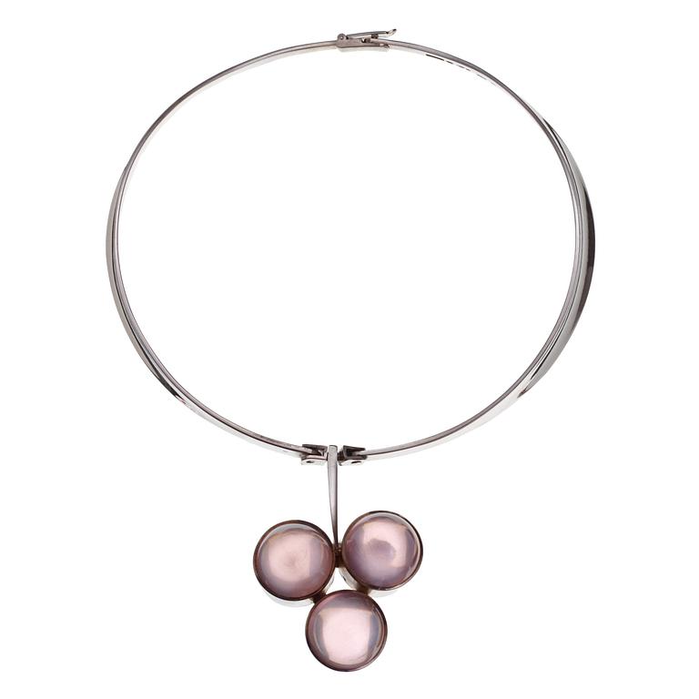 A Sigurd Persson sterling necklace with three topazes, Stockholm 1965.