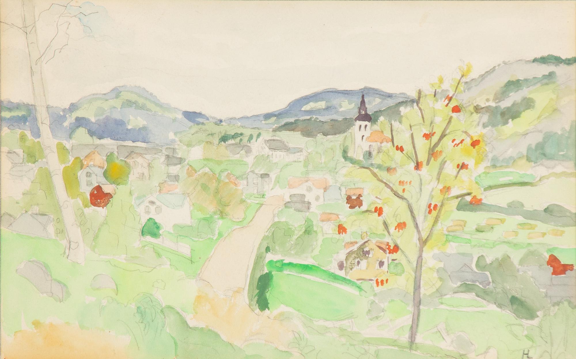 Hilding Linnqvist, Landscape with church.