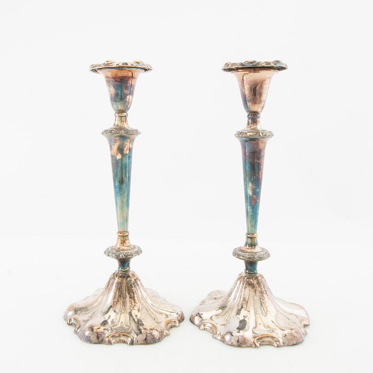 Candelsticks, a pair of silver plate, circa 1900.