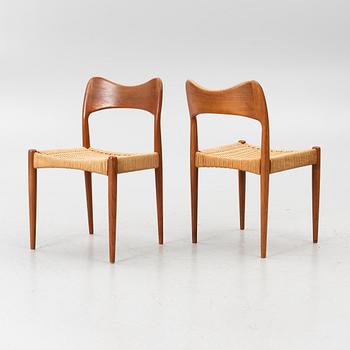 Arne Hovmand-Olsen, 4 chairs, Mogens Kold, Denmark, 1960s.