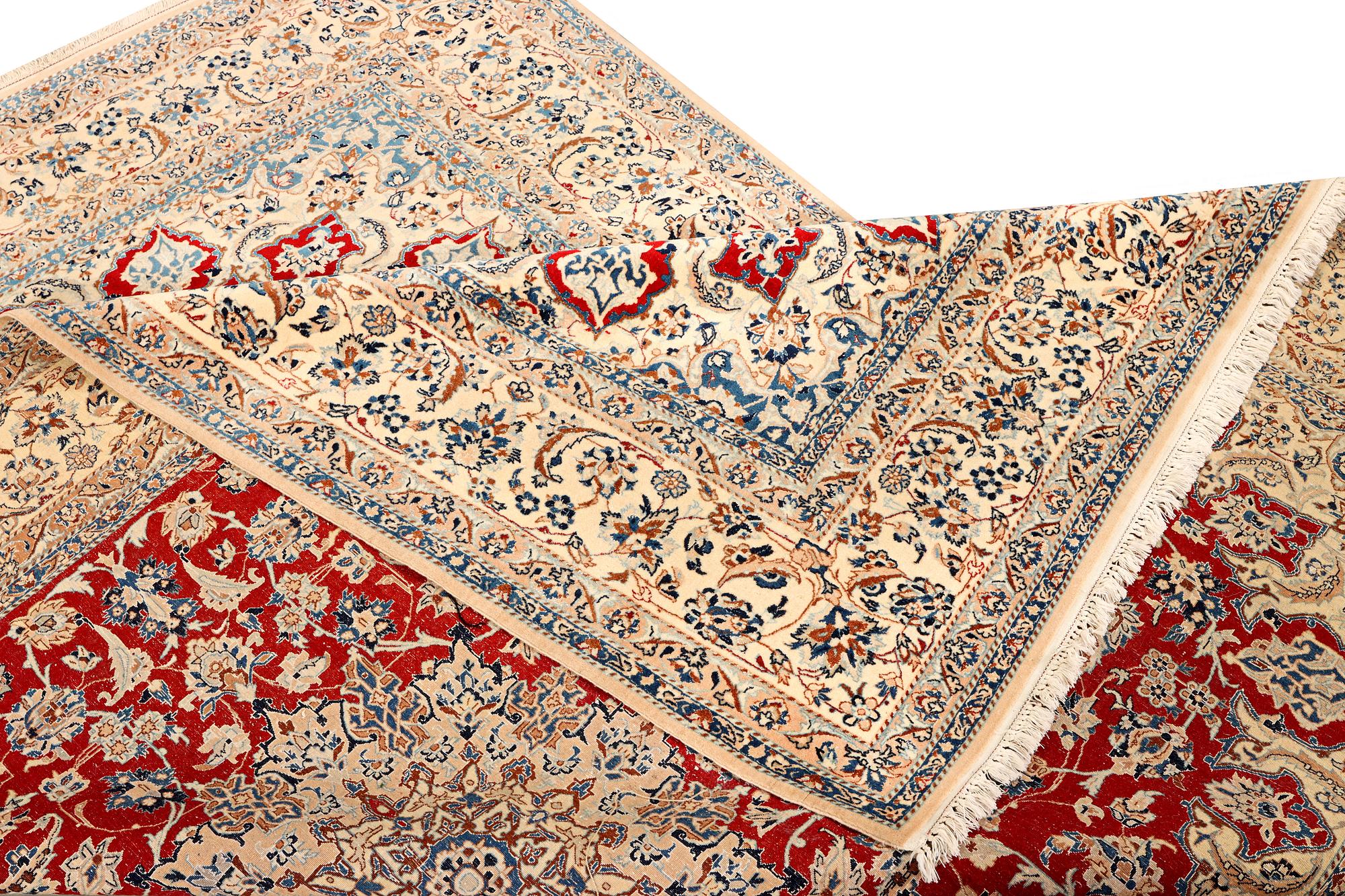 A part silk Nain carpet, 6 LA, a. 250 x 170 cm.