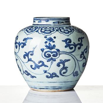 A blue and white jar, Ming dynasty (1368-1644).